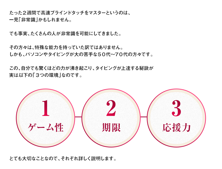 たった２週間で高速ブラインドタッチをマスターというのは、一見「非常識」かもしれません。
